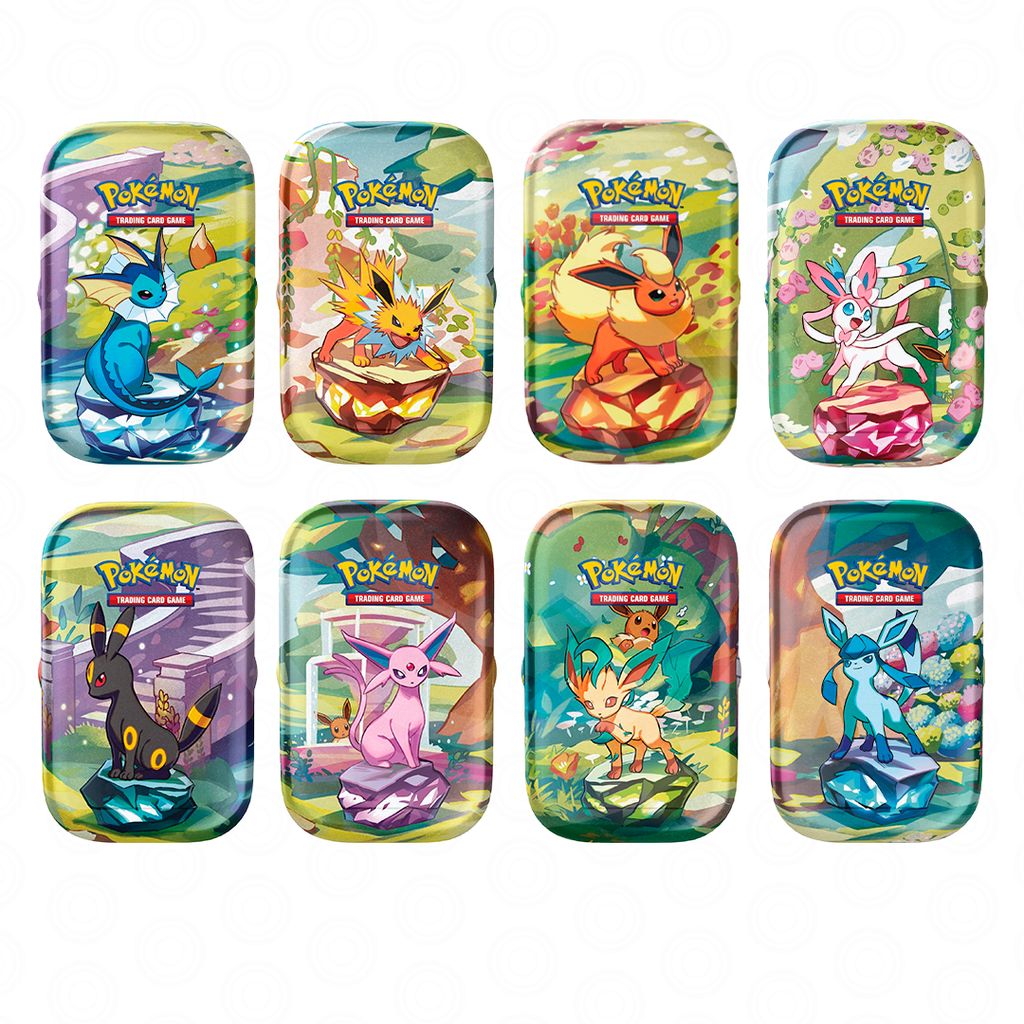 Mini Latas Pokémon Prismatic Evolutions y Evoluciones Prismáticas