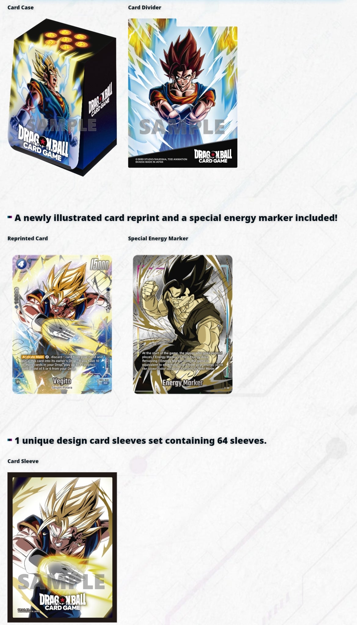 Official Card Case and Card Sleeves Set 02 - Vegito - Dragon Ball Super Card Game Fusion World