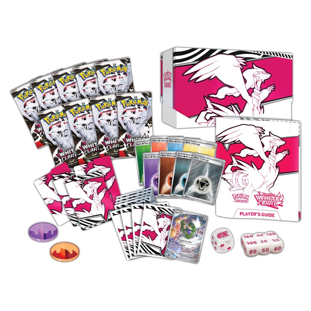 Caja de Entrenador de Elite Pokémon White Flare - Black Bolt y Llama Blanca - Fulgor Negro